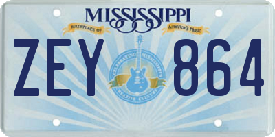 MS license plate ZEY864