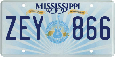 MS license plate ZEY866