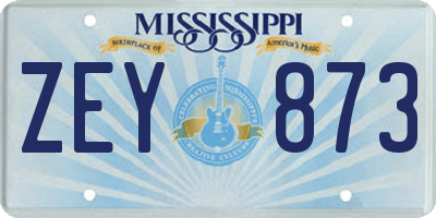 MS license plate ZEY873
