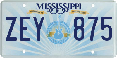 MS license plate ZEY875