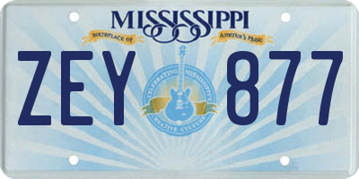 MS license plate ZEY877