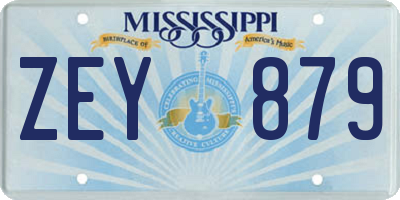 MS license plate ZEY879