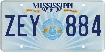 MS license plate ZEY884