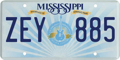 MS license plate ZEY885