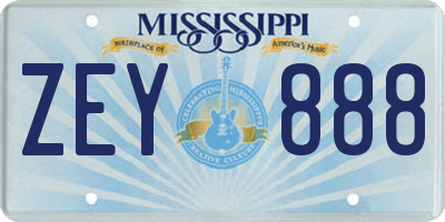 MS license plate ZEY888