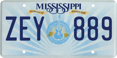 MS license plate ZEY889