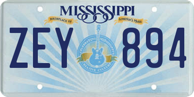 MS license plate ZEY894