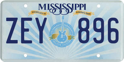 MS license plate ZEY896