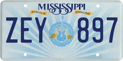 MS license plate ZEY897