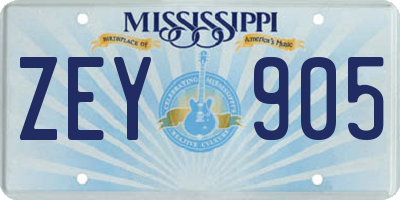 MS license plate ZEY905