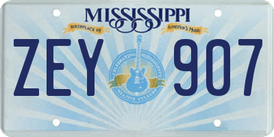 MS license plate ZEY907