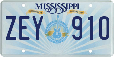 MS license plate ZEY910