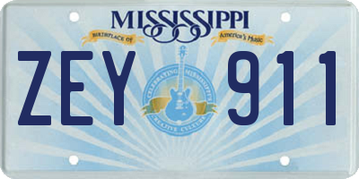 MS license plate ZEY911
