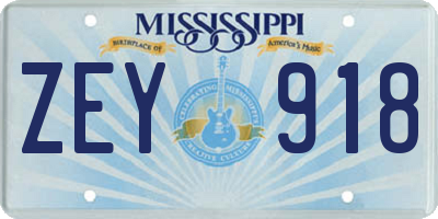 MS license plate ZEY918
