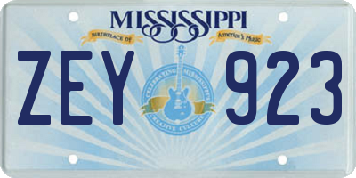 MS license plate ZEY923