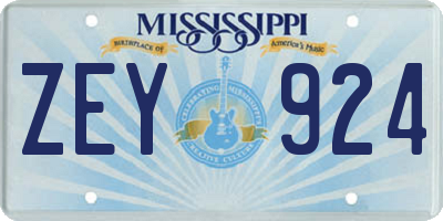MS license plate ZEY924