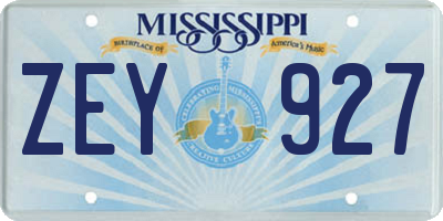 MS license plate ZEY927