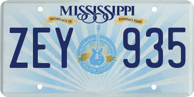 MS license plate ZEY935