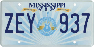 MS license plate ZEY937
