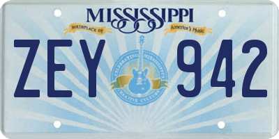 MS license plate ZEY942