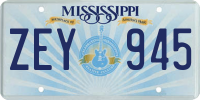 MS license plate ZEY945
