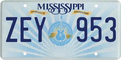 MS license plate ZEY953