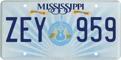 MS license plate ZEY959