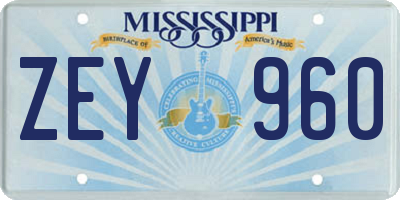 MS license plate ZEY960
