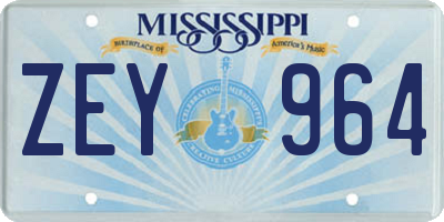 MS license plate ZEY964