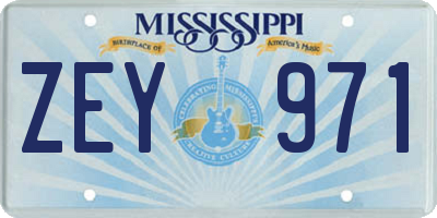 MS license plate ZEY971