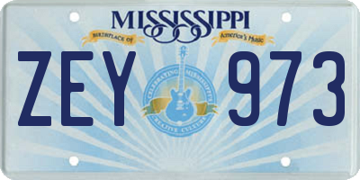 MS license plate ZEY973