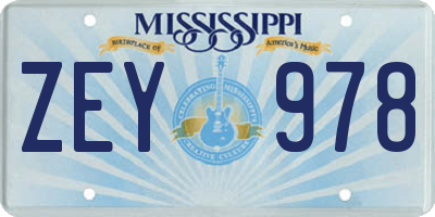MS license plate ZEY978