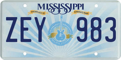 MS license plate ZEY983