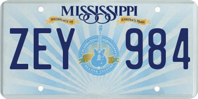MS license plate ZEY984