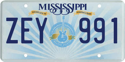 MS license plate ZEY991