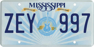 MS license plate ZEY997