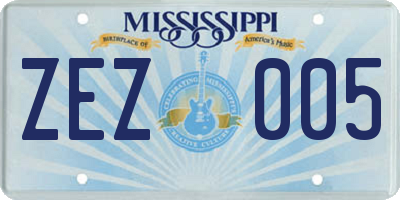 MS license plate ZEZ005