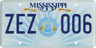 MS license plate ZEZ006