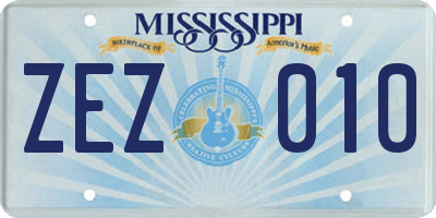 MS license plate ZEZ010
