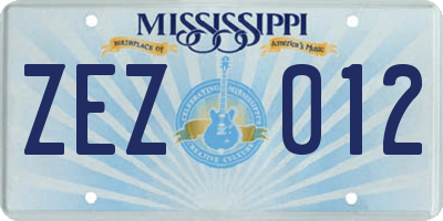 MS license plate ZEZ012
