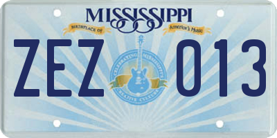 MS license plate ZEZ013