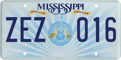 MS license plate ZEZ016