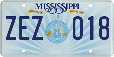 MS license plate ZEZ018
