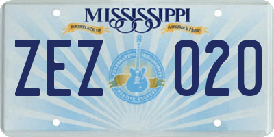 MS license plate ZEZ020