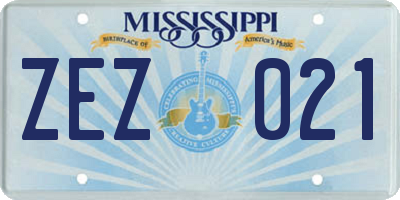 MS license plate ZEZ021