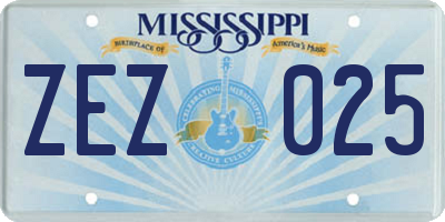 MS license plate ZEZ025