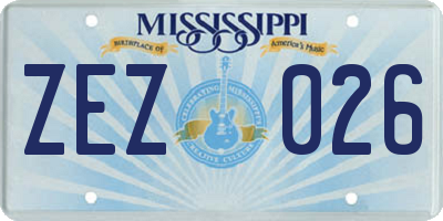 MS license plate ZEZ026