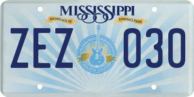 MS license plate ZEZ030