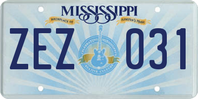 MS license plate ZEZ031