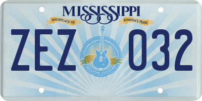 MS license plate ZEZ032